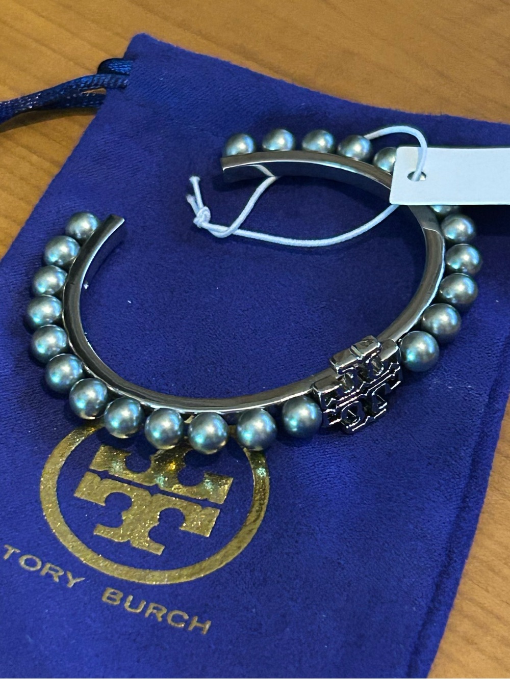 Tory Burch Silver Pearl-Accent Cuff Bracelet